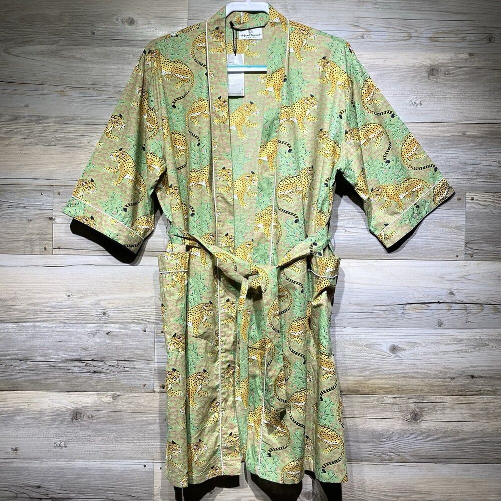 The Fox And The Mermaid Jungle Leopards Belted Robe Handmade Cotton One Size